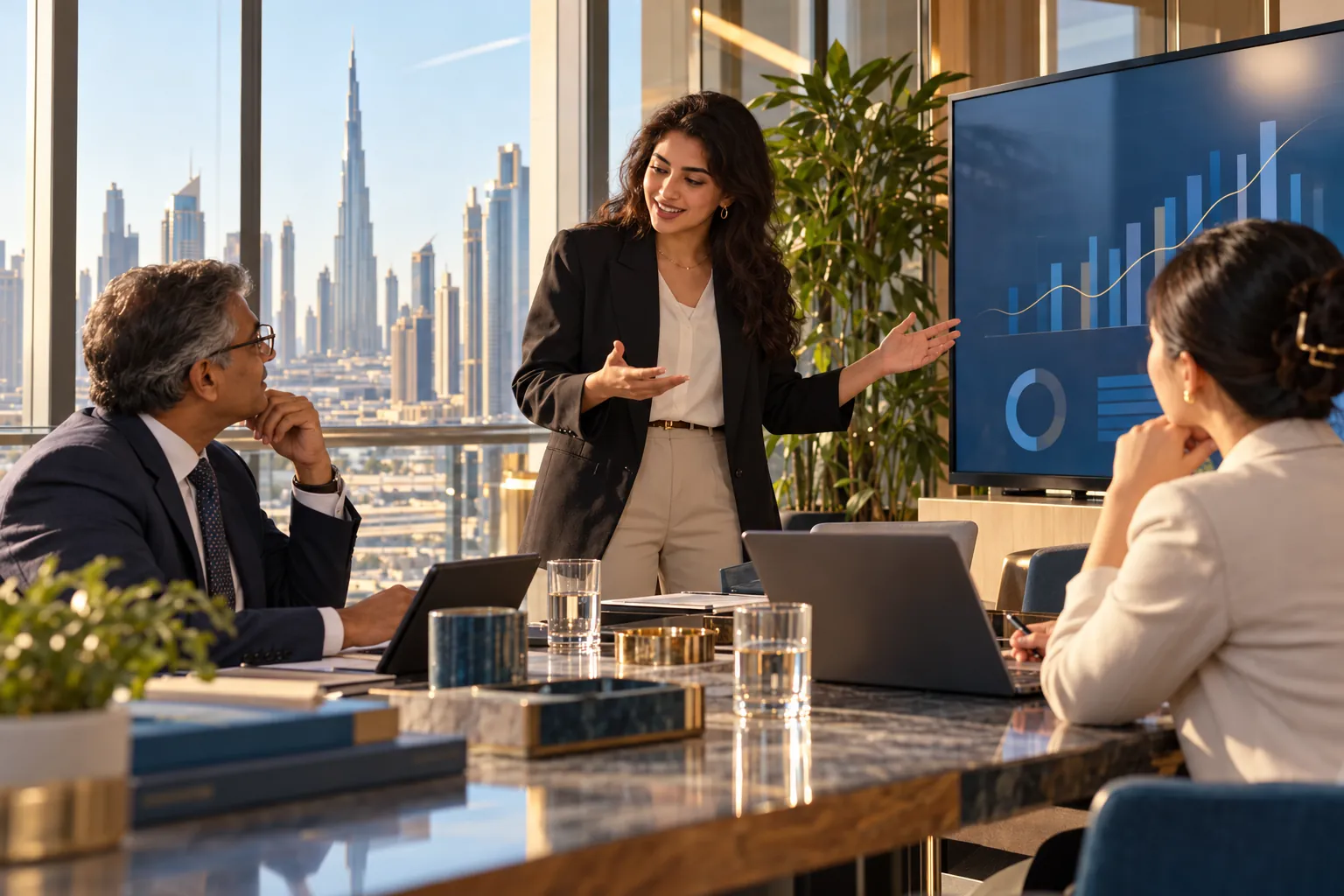An Egyptian fintech founder presenting to investors